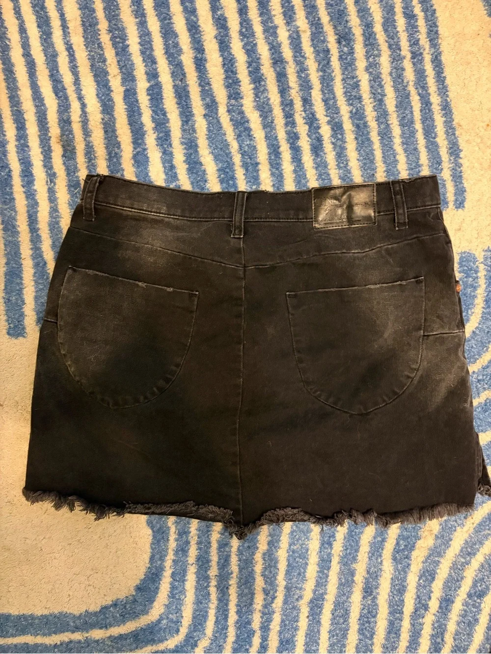 One Teaspoon Black Raw Hem Denim Mini Skirt black swan